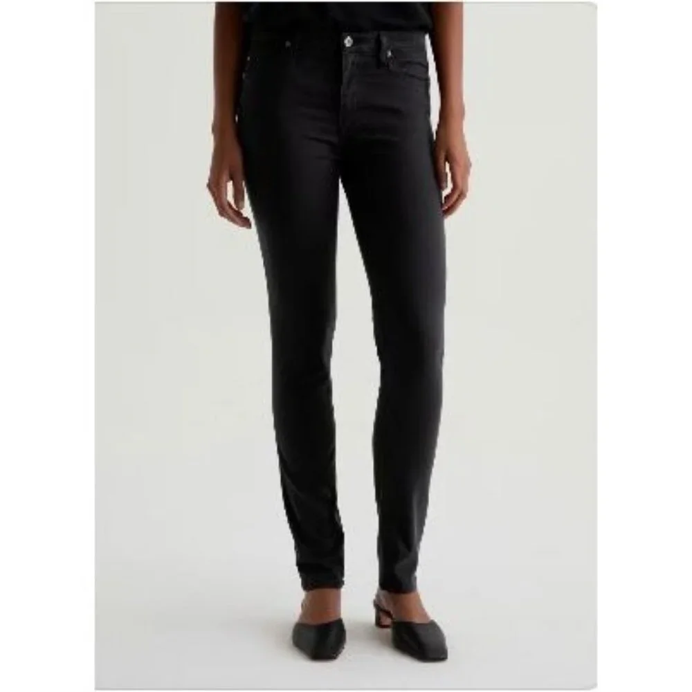 AG Prima Mid Rise Cigarette Jeans Super Black Size 28R Skinny Designer Classic
